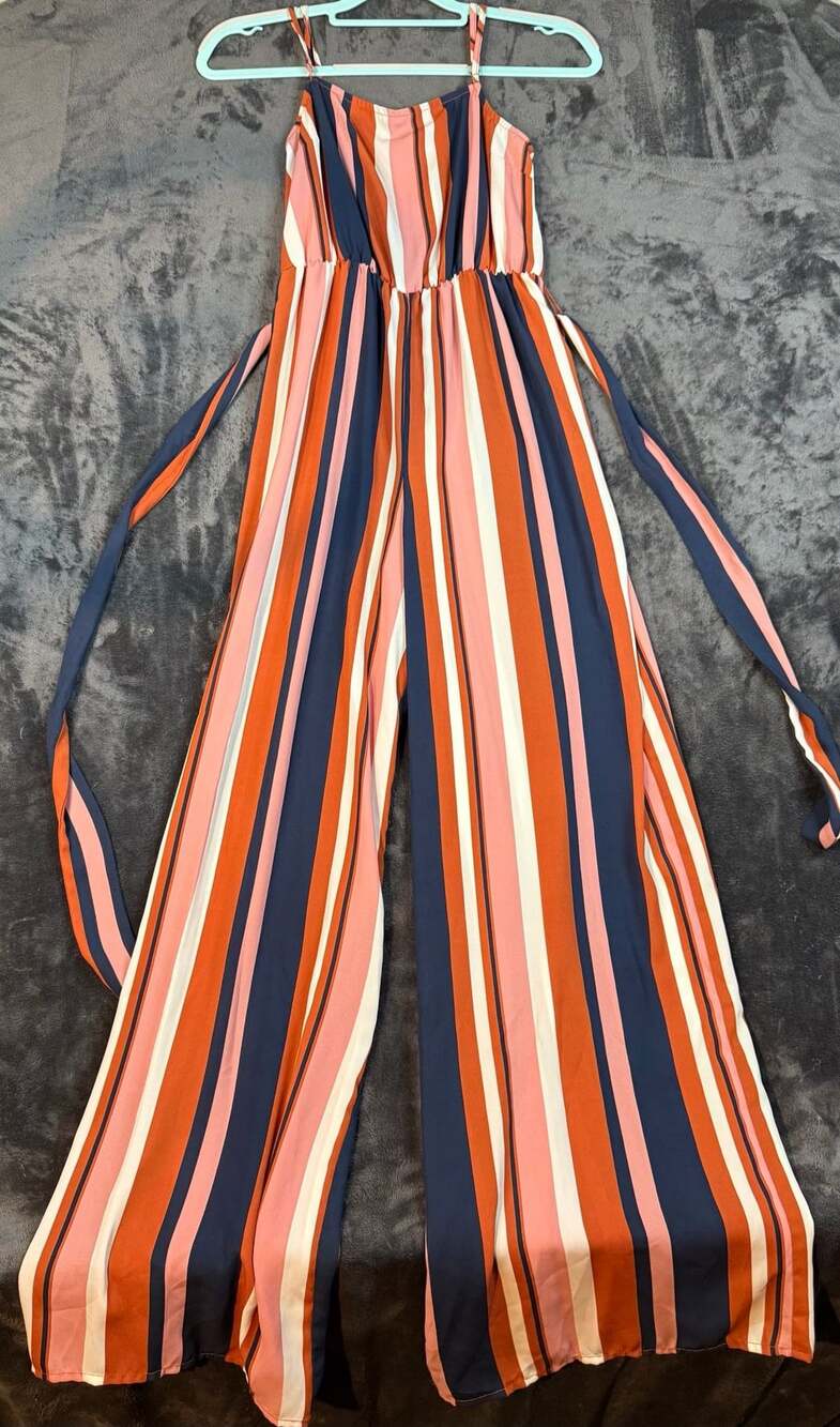 Women’s Forever 21 Striped Wide Leg Jumpsuit Size S Multi Color #76
